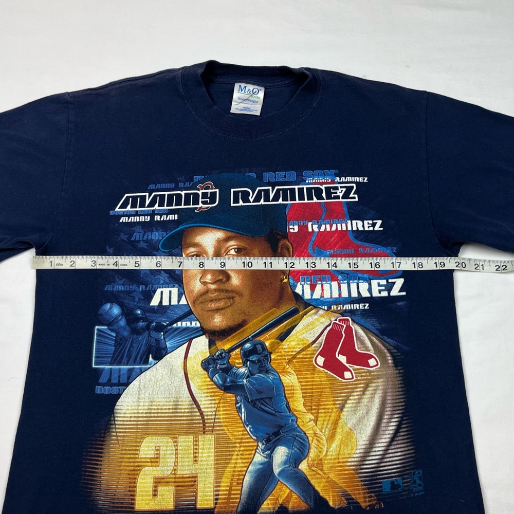 Vtg Boston Red Sox Manny Ramirez Mens T-Shirt Medium Y2K 2001 Dark Blue A6 - Picture 8 of 9